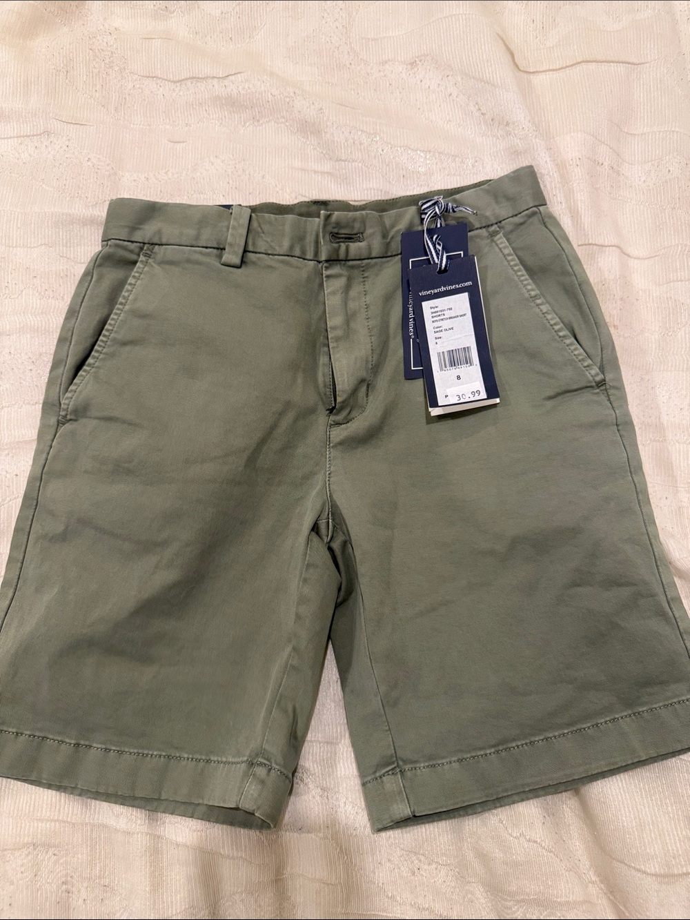 Vineyard Vines Olive Green Flat-Front Chino Shorts